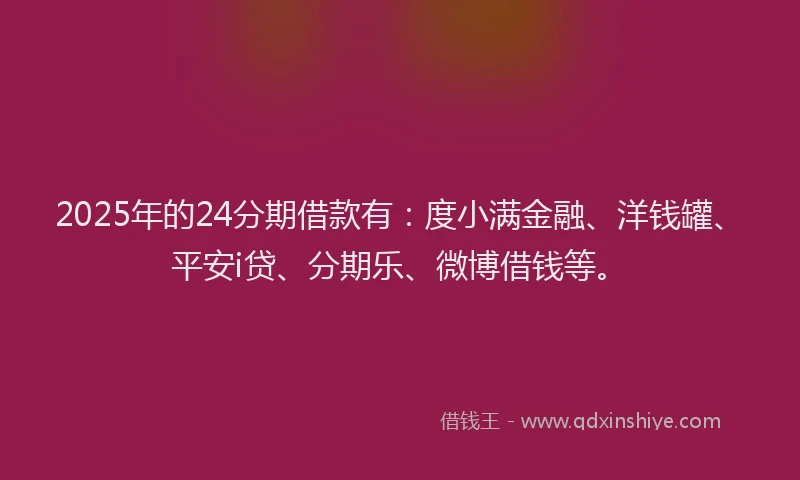 2025年的24分期借款有：度小满金融、洋钱罐、平安i贷、分期乐、微博借钱等。
