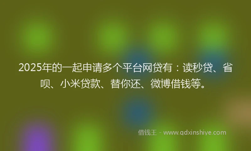 2025年的一起申请多个平台网贷有：读秒贷、省呗、小米贷款、替你还、微博借钱等。