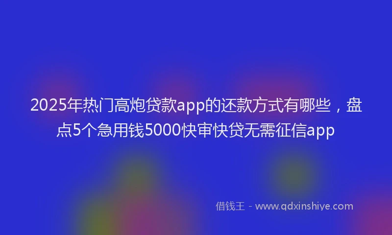 2025年热门高炮贷款app的还款方式有哪些，盘点5个急用钱5000快审快贷无需征信app