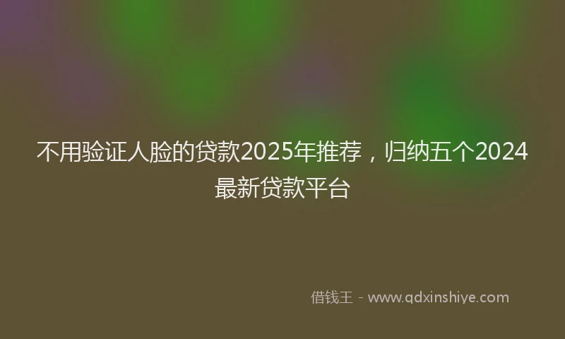 不用验证人脸的贷款2025年推荐，归纳五个2024最新贷款平台