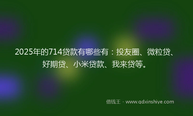 2025年的714贷款有哪些有：投友圈、微粒贷、好期贷、小米贷款、我来贷等。