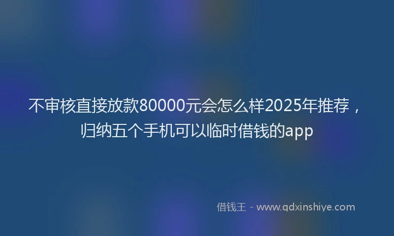 不审核直接放款80000元会怎么样2025年推荐，归纳五个手机可以临时借钱的app
