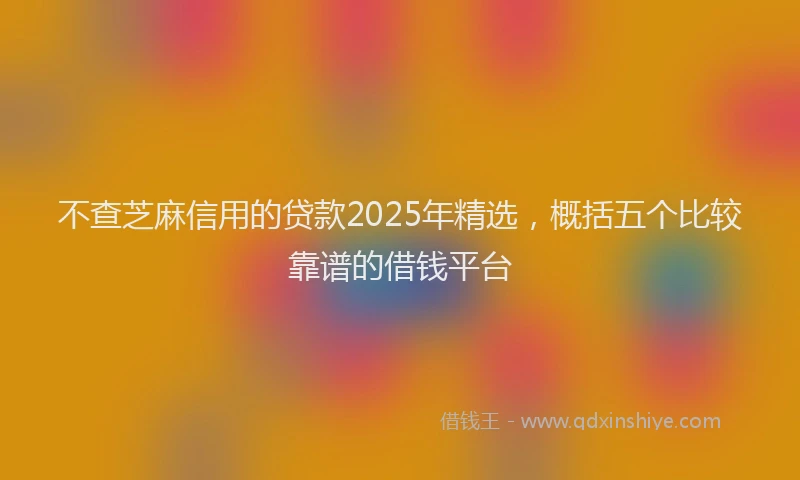 不查芝麻信用的贷款2025年精选，概括五个比较靠谱的借钱平台