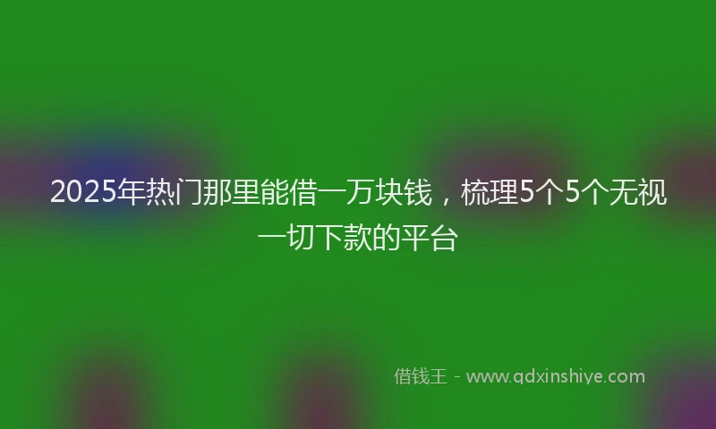 2025年热门那里能借一万块钱，梳理5个5个无视一切下款的平台