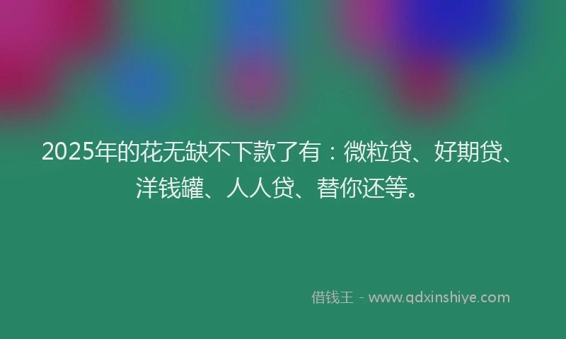 2025年的花无缺不下款了有：微粒贷、好期贷、洋钱罐、人人贷、替你还等。