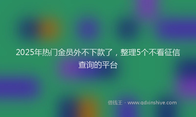 2025年热门金员外不下款了，整理5个不看征信查询的平台