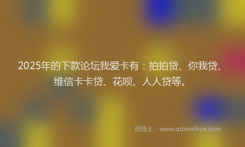 2025年的下款论坛我爱卡有：拍拍贷、你我贷、维信卡卡贷、花呗、人人贷等。