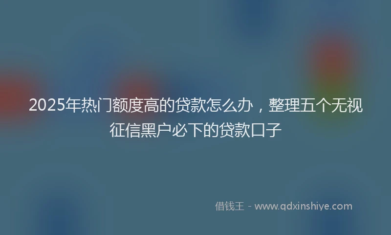 2025年热门额度高的贷款怎么办，整理五个无视征信黑户必下的贷款口子