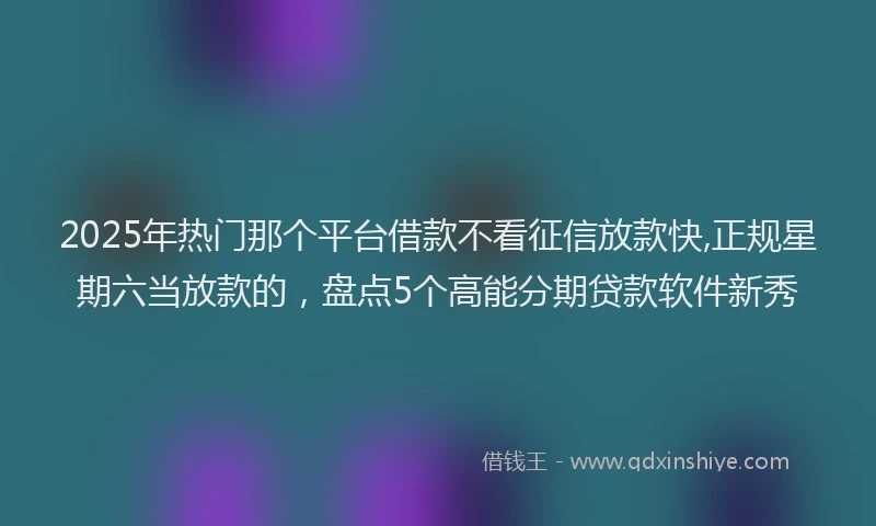 2025年热门那个平台借款不看征信放款快,正规星期六当放款的，盘点5个高能分期贷款软件新秀
