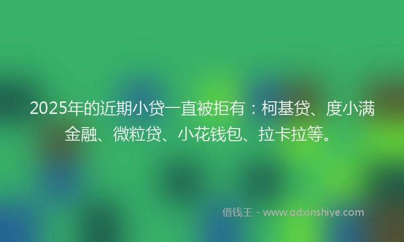 2025年的近期小贷一直被拒有：柯基贷、度小满金融、微粒贷、小花钱包、拉卡拉等。