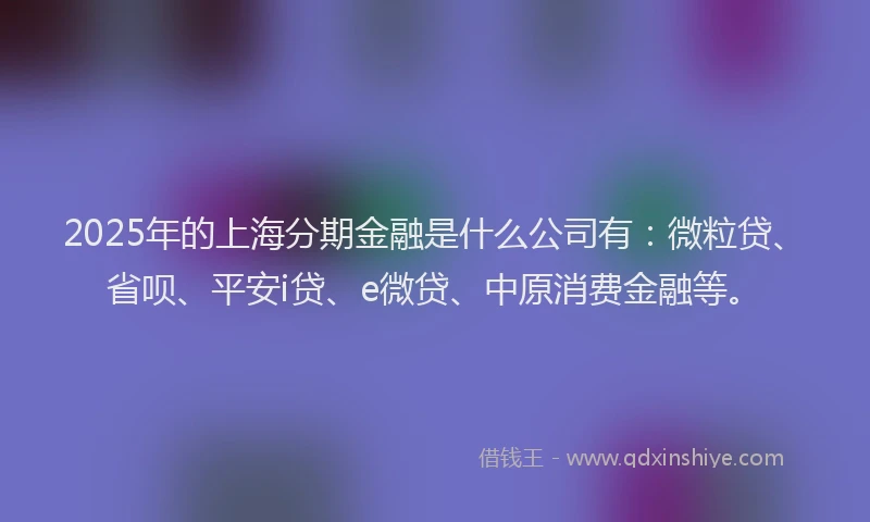 2025年的上海分期金融是什么公司有：微粒贷、省呗、平安i贷、e微贷、中原消费金融等。