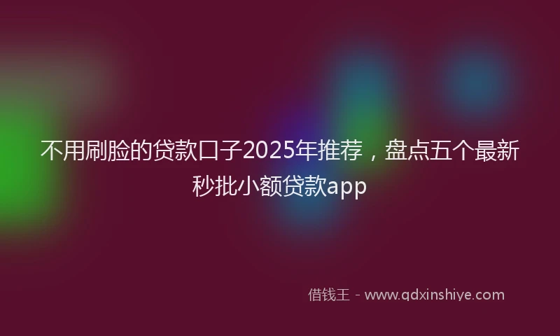 不用刷脸的贷款口子2025年推荐，盘点五个最新秒批小额贷款app