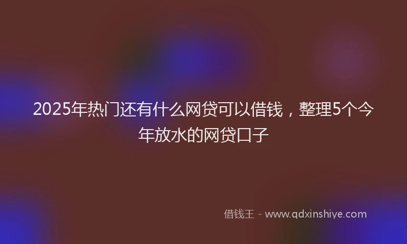 2025年热门还有什么网贷可以借钱，整理5个今年放水的网贷口子
