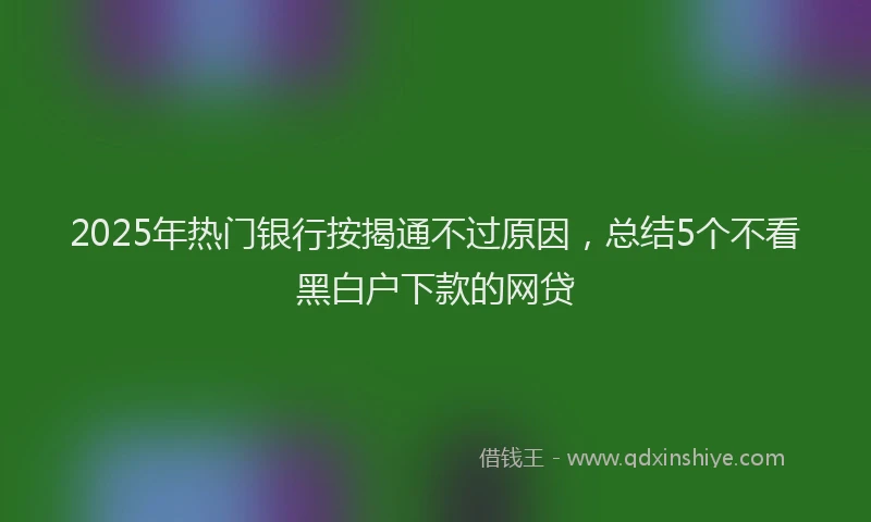 2025年热门银行按揭通不过原因，总结5个不看黑白户下款的网贷