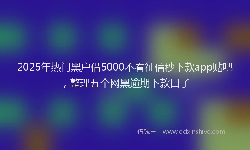 2025年热门黑户借5000不看征信秒下款app贴吧，整理五个网黑逾期下款口子
