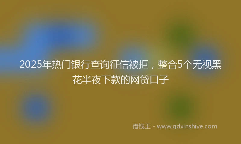2025年热门银行查询征信被拒，整合5个无视黑花半夜下款的网贷口子