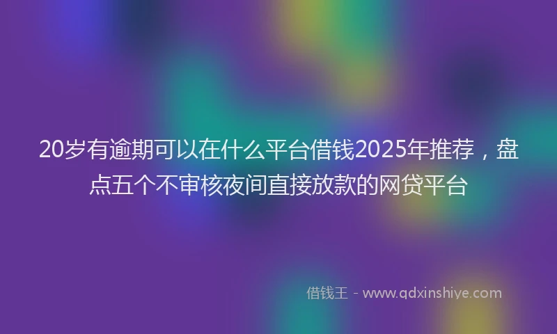 20岁有逾期可以在什么平台借钱2025年推荐，盘点五个不审核夜间直接放款的网贷平台