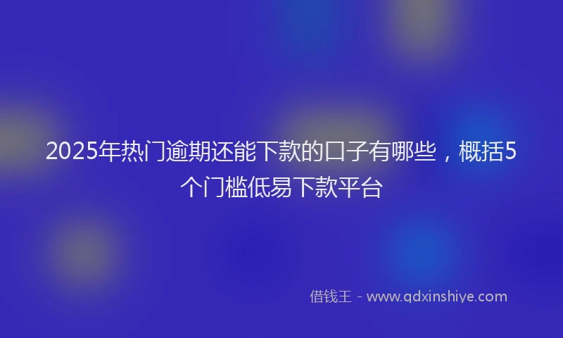 2025年热门逾期还能下款的口子有哪些，概括5个门槛低易下款平台