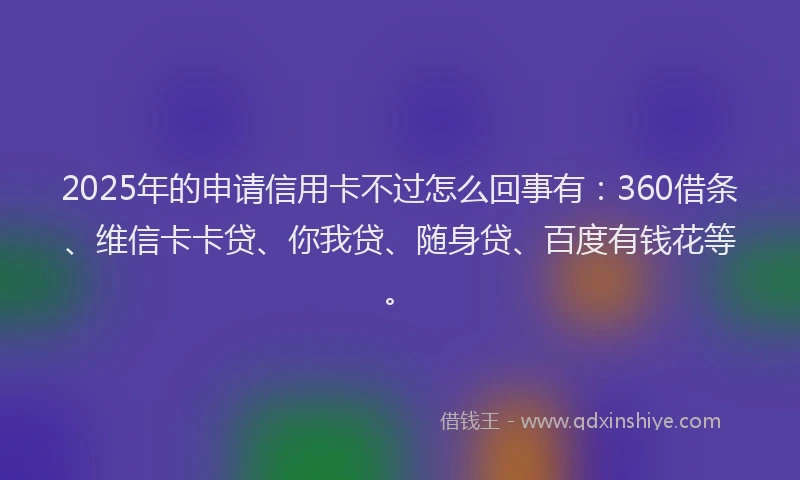 2025年的申请信用卡不过怎么回事有：360借条、维信卡卡贷、你我贷、随身贷、百度有钱花等。