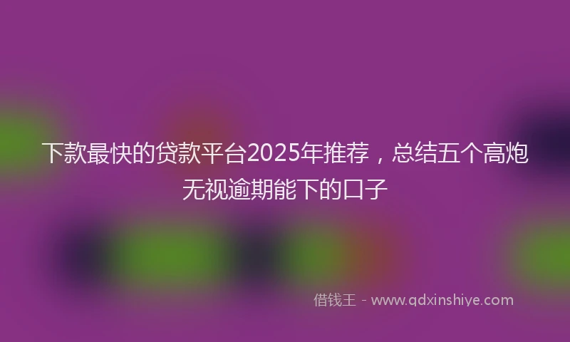 下款最快的贷款平台2025年推荐，总结五个高炮无视逾期能下的口子