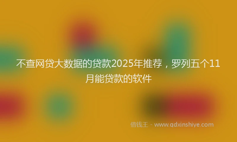 不查网贷大数据的贷款2025年推荐，罗列五个11月能贷款的软件