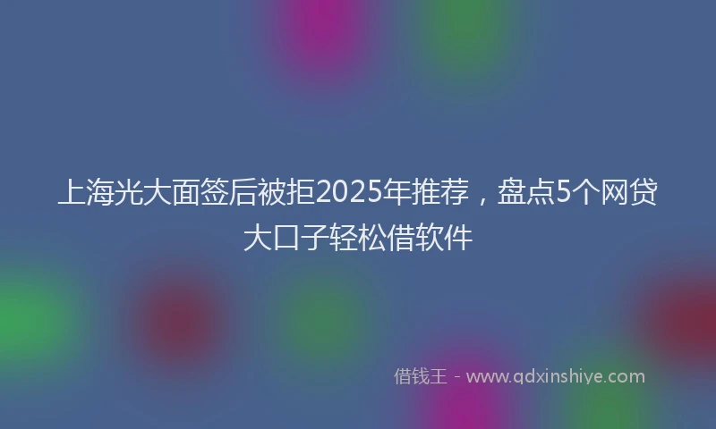 上海光大面签后被拒2025年推荐，盘点5个网贷大口子轻松借软件