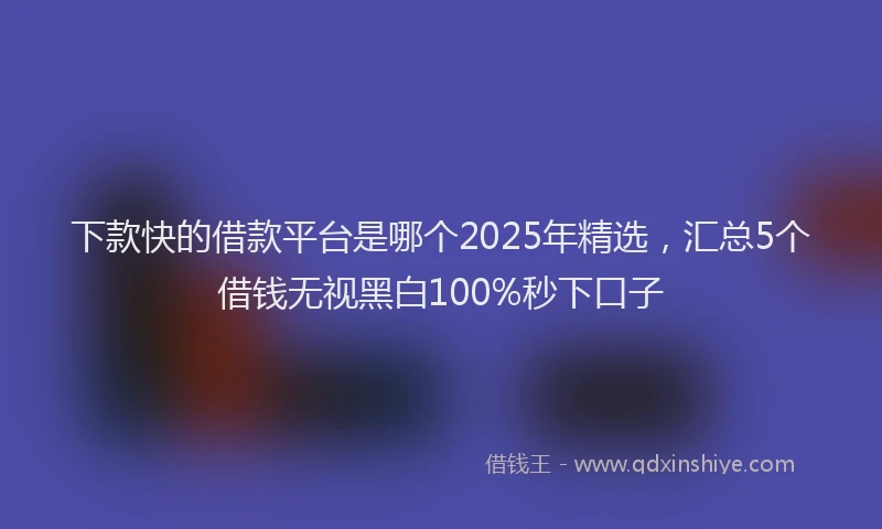 下款快的借款平台是哪个2025年精选，汇总5个借钱无视黑白100%秒下口子