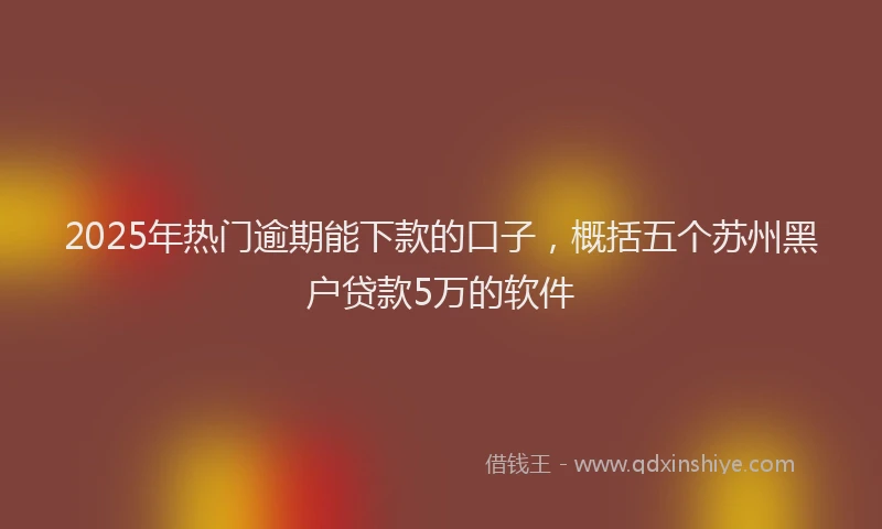 2025年热门逾期能下款的口子，概括五个苏州黑户贷款5万的软件
