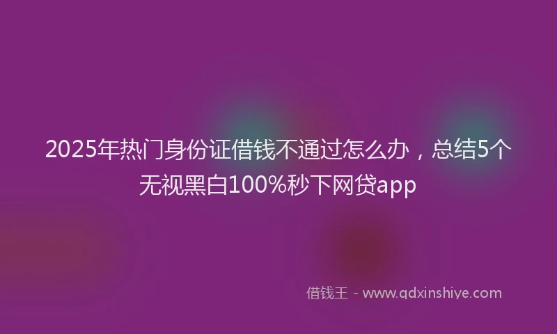 2025年热门身份证借钱不通过怎么办，总结5个无视黑白100%秒下网贷app