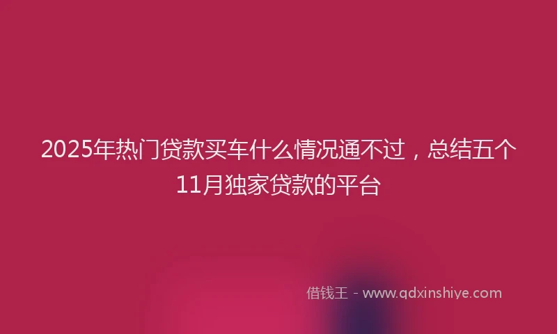 2025年热门贷款买车什么情况通不过，总结五个11月独家贷款的平台