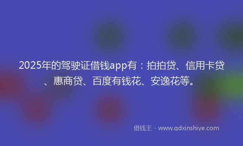 2025年的驾驶证借钱app有：拍拍贷、信用卡贷、惠商贷、百度有钱花、安逸花等。