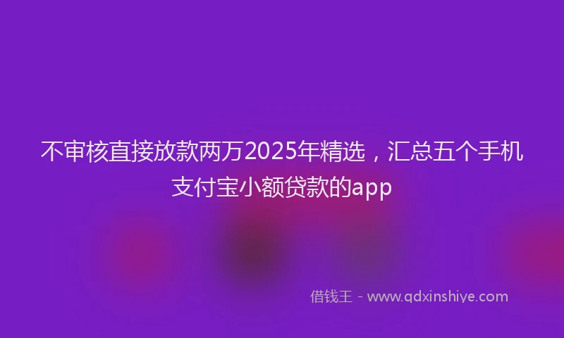 不审核直接放款两万2025年精选，汇总五个手机支付宝小额贷款的app