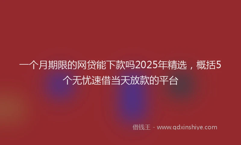 一个月期限的网贷能下款吗2025年精选，概括5个无忧速借当天放款的平台