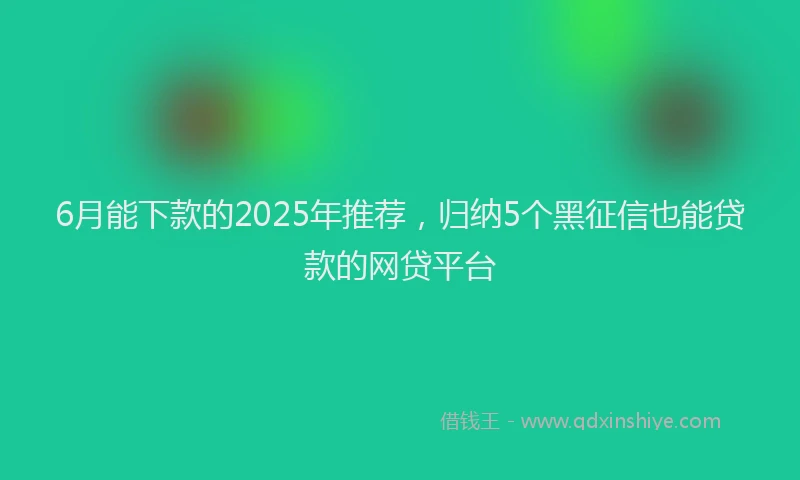 6月能下款的2025年推荐，归纳5个黑征信也能贷款的网贷平台