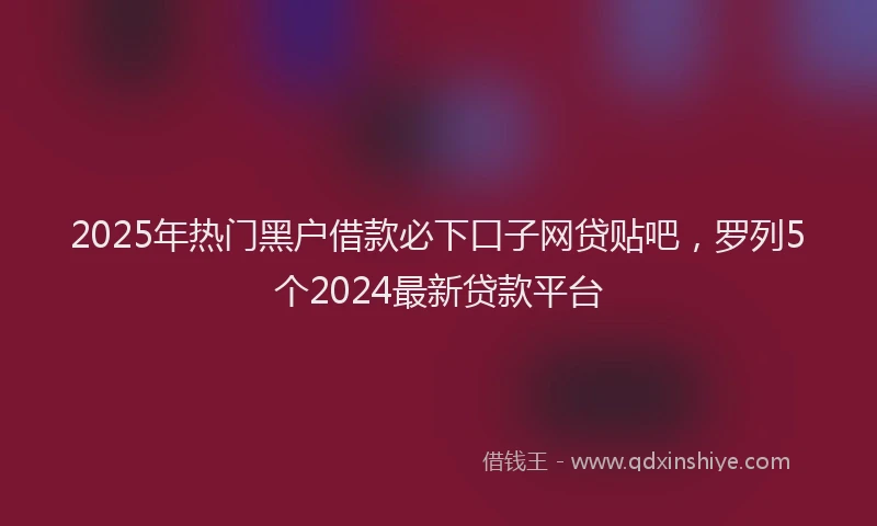 2025年热门黑户借款必下口子网贷贴吧，罗列5个2024最新贷款平台