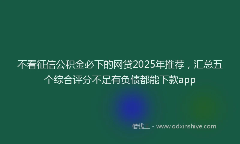 不看征信公积金必下的网贷2025年推荐，汇总五个综合评分不足有负债都能下款app
