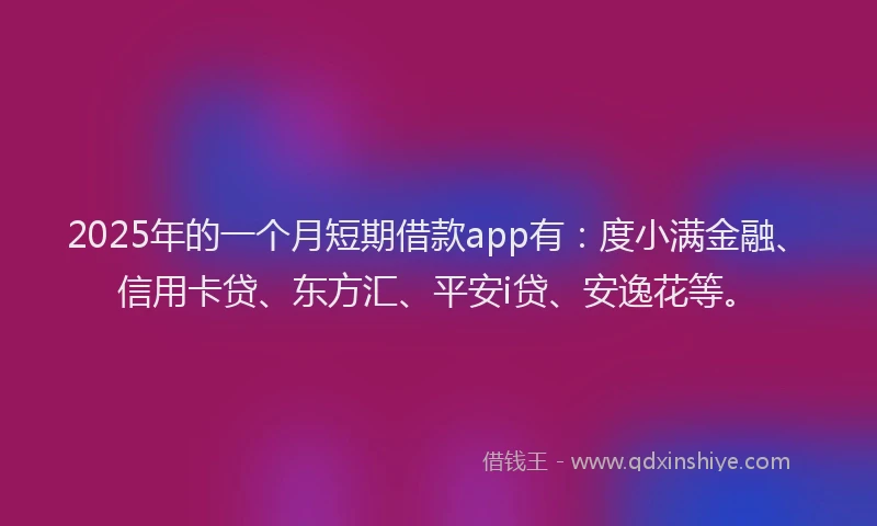 2025年的一个月短期借款app有：度小满金融、信用卡贷、东方汇、平安i贷、安逸花等。