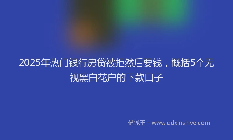 2025年热门银行房贷被拒然后要钱，概括5个无视黑白花户的下款口子