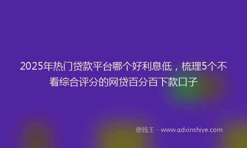 2025年热门贷款平台哪个好利息低，梳理5个不看综合评分的网贷百分百下款口子