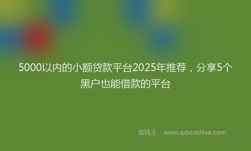 5000以内的小额贷款平台2025年推荐，分享5个黑户也能借款的平台