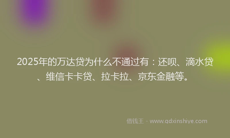 2025年的万达贷为什么不通过有：还呗、滴水贷、维信卡卡贷、拉卡拉、京东金融等。