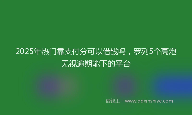 2025年热门靠支付分可以借钱吗，罗列5个高炮无视逾期能下的平台