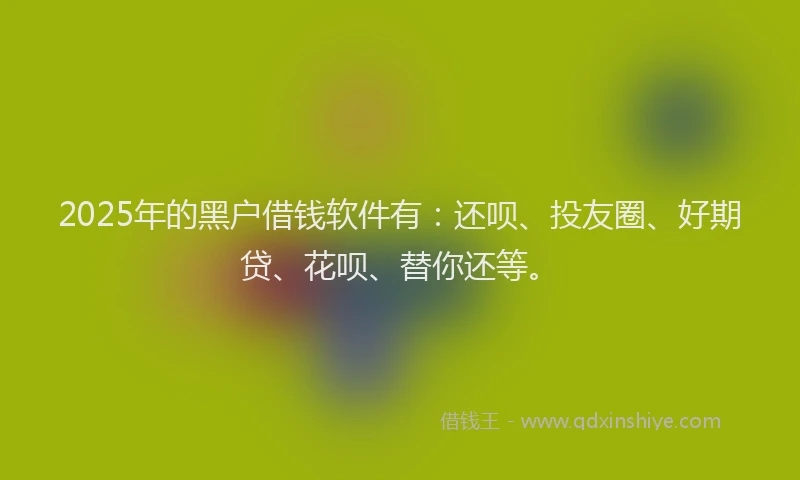 2025年的黑户借钱软件有：还呗、投友圈、好期贷、花呗、替你还等。