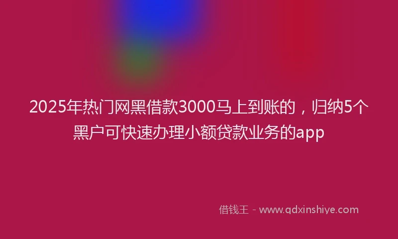 2025年热门网黑借款3000马上到账的，归纳5个黑户可快速办理小额贷款业务的app