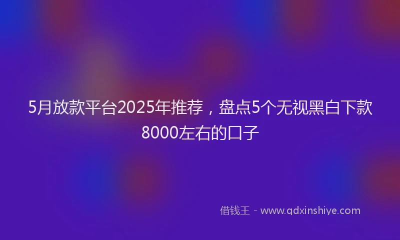 5月放款平台2025年推荐，盘点5个无视黑白下款8000左右的口子