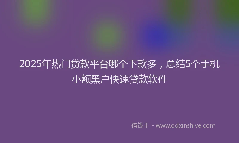 2025年热门贷款平台哪个下款多，总结5个手机小额黑户快速贷款软件