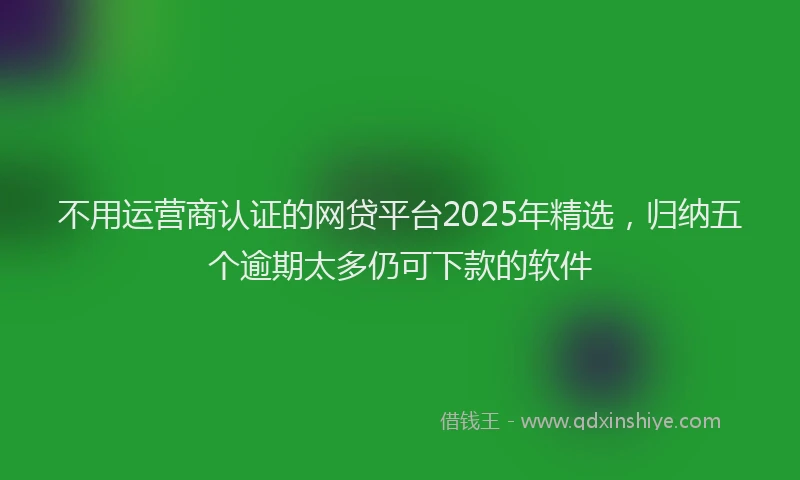 不用运营商认证的网贷平台2025年精选，归纳五个逾期太多仍可下款的软件