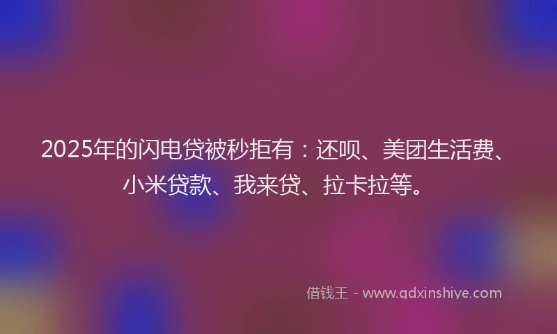 2025年的闪电贷被秒拒有：还呗、美团生活费、小米贷款、我来贷、拉卡拉等。