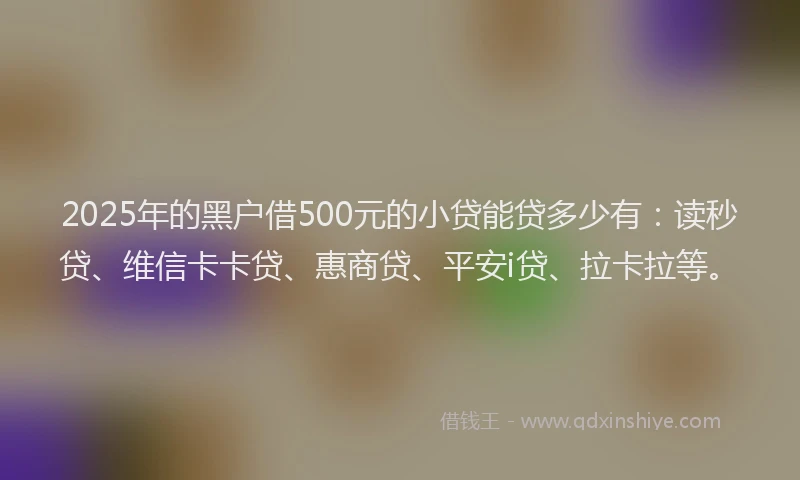 2025年的黑户借500元的小贷能贷多少有：读秒贷、维信卡卡贷、惠商贷、平安i贷、拉卡拉等。