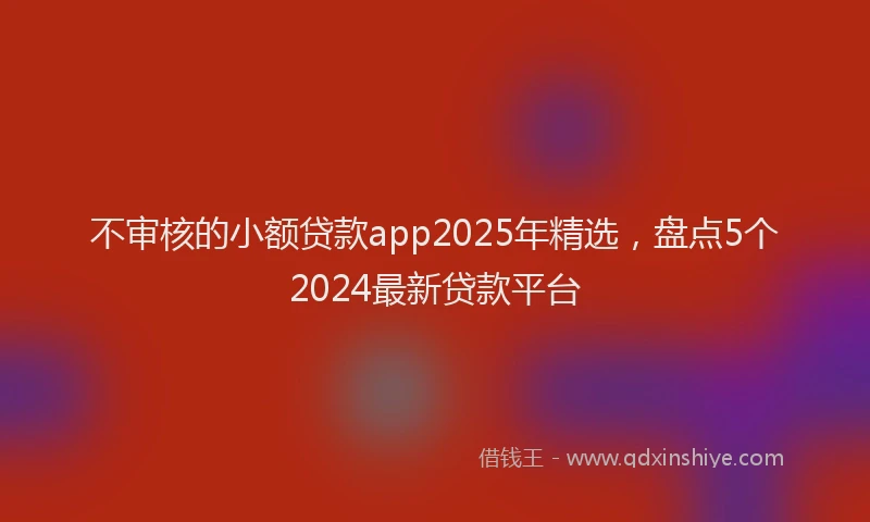 不审核的小额贷款app2025年精选，盘点5个2024最新贷款平台